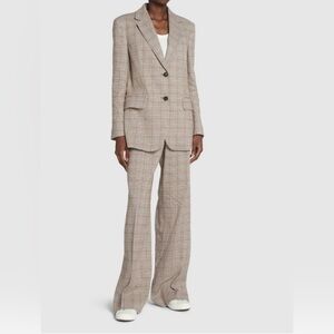 Weekend Max Mara Houndstooth Print Cotton and Linen Blend Blazer Size 16